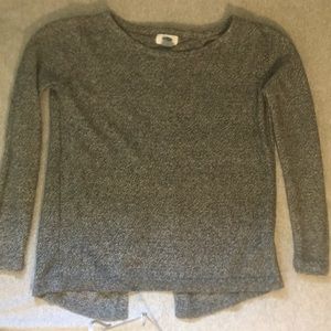 Simple Grey sweater with a crossed open back.